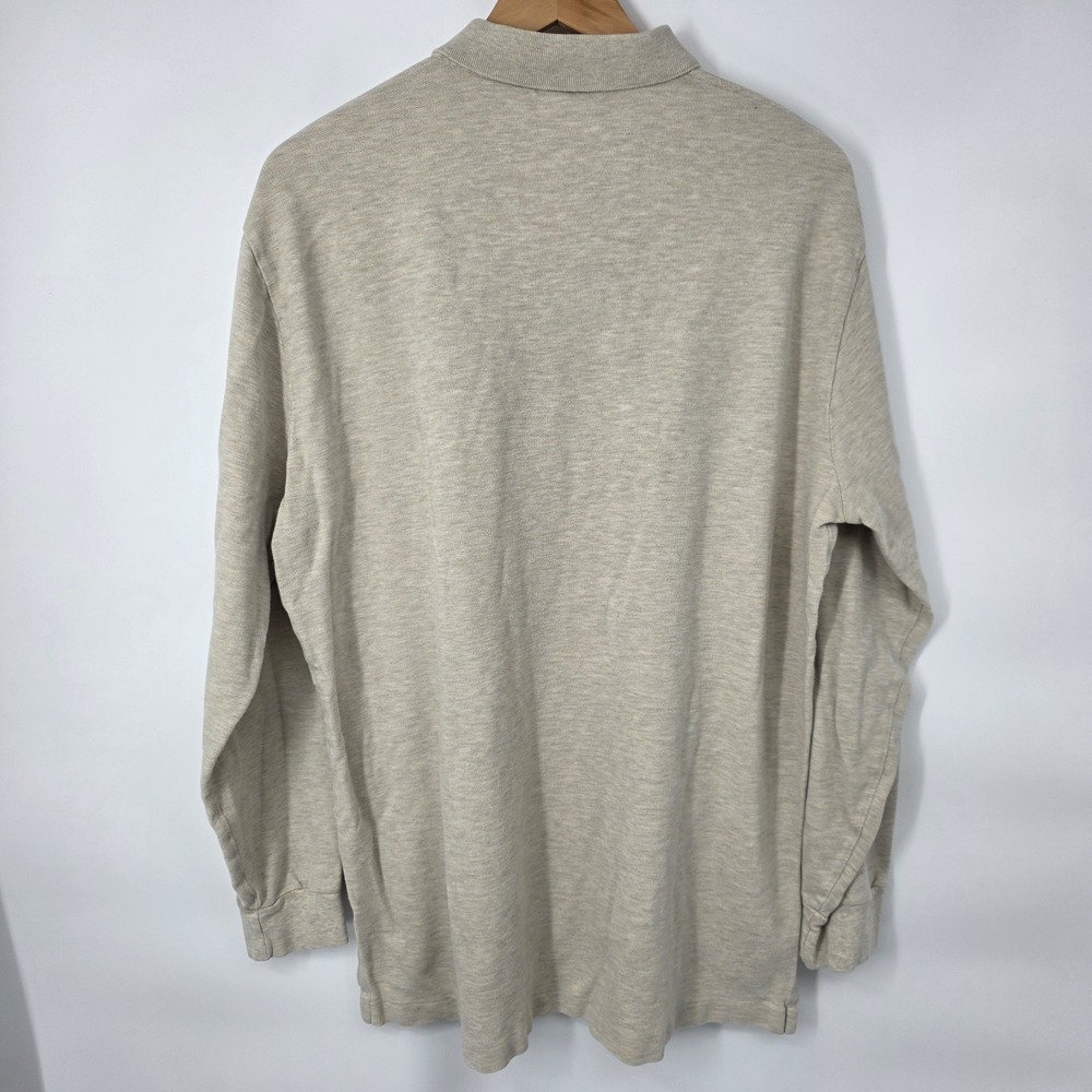 VTG Polo Ralph Lauren Polo Shirt Men XL Beige Creme Long Sleeve Soft Cotton - Picture 3 of 8